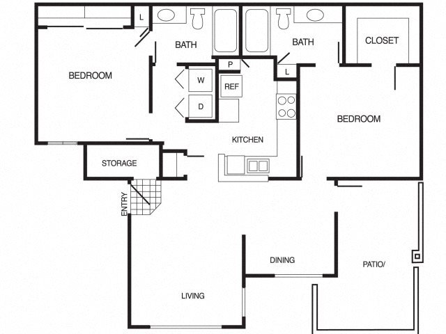 B1 2 Bed 2 Bath Floor Plan B1 2 Bed 2 Bath Floor Plan at Country Brook Apartments, 4909 West Joshua Blvd, Chandler